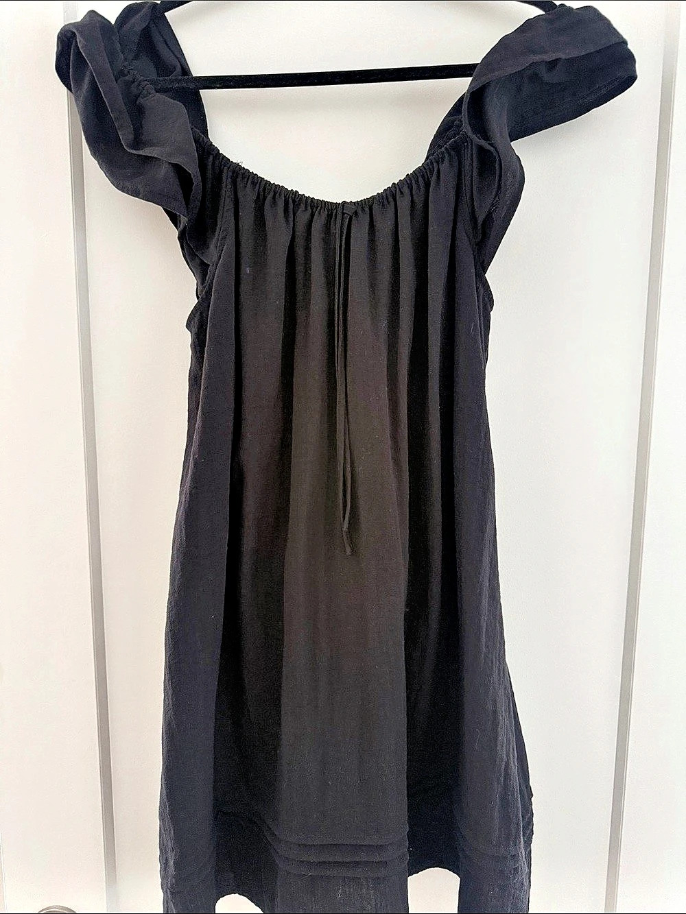 Black Midi off Should Sun Dress Size Large- light and Airy